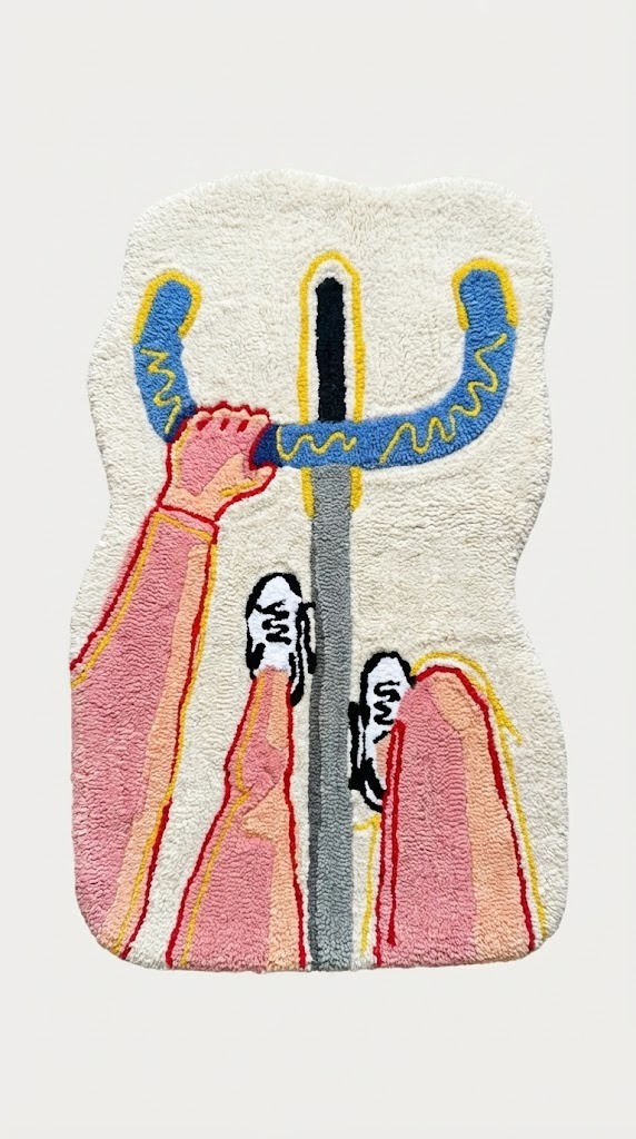 Handlebars, hand-tufted textile work, 2025.